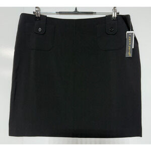 Essentials Mini Pencil Skirt 14 Black Stretch Pockets NWT